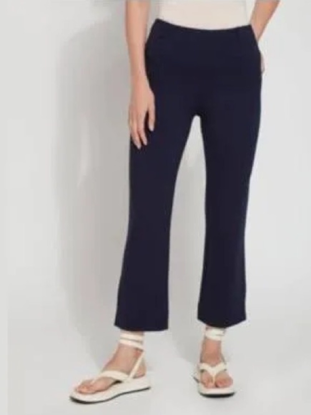 Lysse Navy Pull-On Cropped Straight-Leg Pants